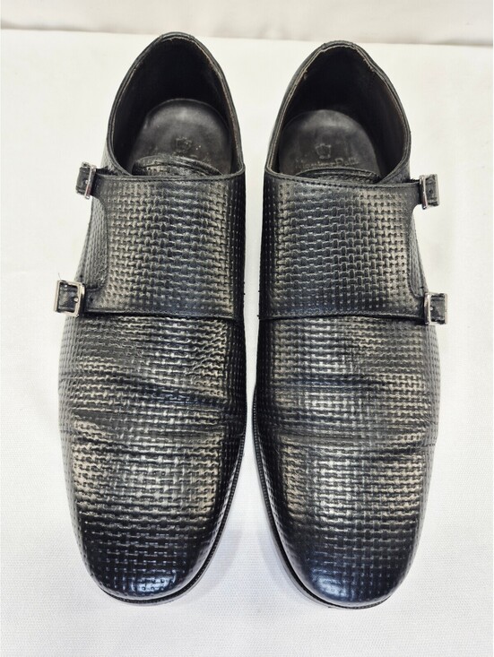 Massimo Dutti classic leather black monk shoes double buckle Mens EUR 43 main image 5